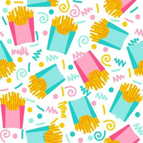 party fries french fries junk food fast food fries fabric 90s 80s edgy bright cool food fabric