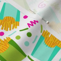 party fries french fries junk food fast food fries fabric 90s 80s edgy bright cool food fabric