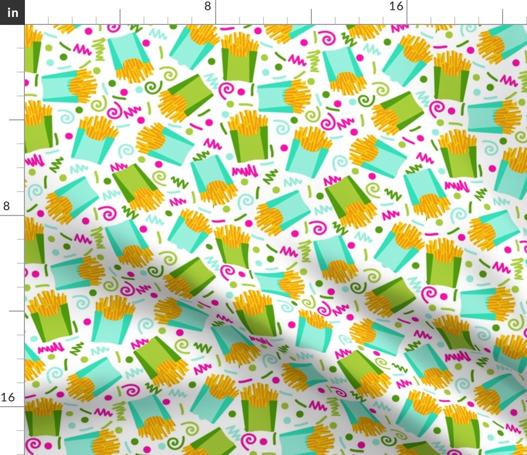 party fries french fries junk food fast food fries fabric 90s 80s edgy bright cool food fabric