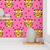 tiger crown girls pink cute flowers florals girls girly tigers fabric