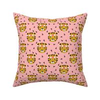 tiger crown florals flowers cute girls nursery baby sweet pink pastel pink flowers girls tiger fabric