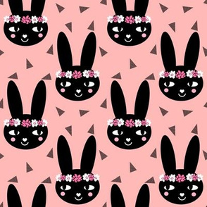 bunny head flowers pink pink triangles flower flower crown cute girls bunny rabbit head