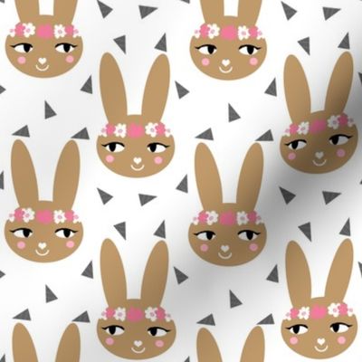 bunny brown cute bunnies sweet flower crown bunny rabbit girls nursery baby cute