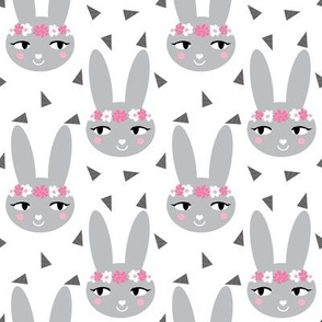bunny rabbit grey flowers floral crown cute bunny rabbit sweet baby nursery girls grey and pink white