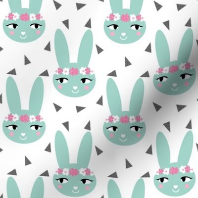 mint bunny rabbit cute flowers floral crown girls nursery baby mint rabbits