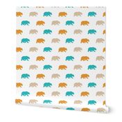 Bears - teal,orange,tan,white - Summer Woodland - Baby Boy