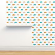 Bears - teal,orange,tan,white - Summer Woodland - Baby Boy