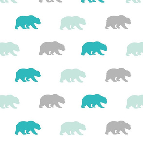 Bears - mint,teal,grey