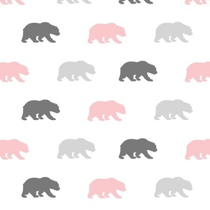 Bears - pink and Gray on white