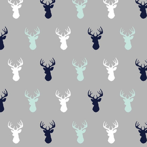 Deer - mint,navy,grey - Evenstar - Woodland nursery