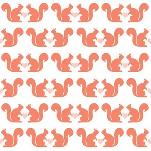 squirrels coral pink cute autumn fall girls sweet squirrel woodland fabric