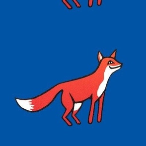 Foxes on blue - large scale