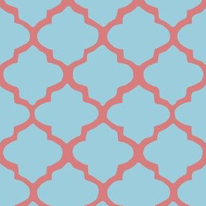 Blue & Coral Moroccan Tile Pattern