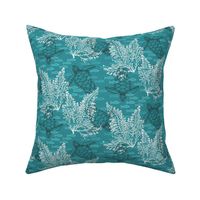 Sea Turtles & White Kelp on Aqua Background