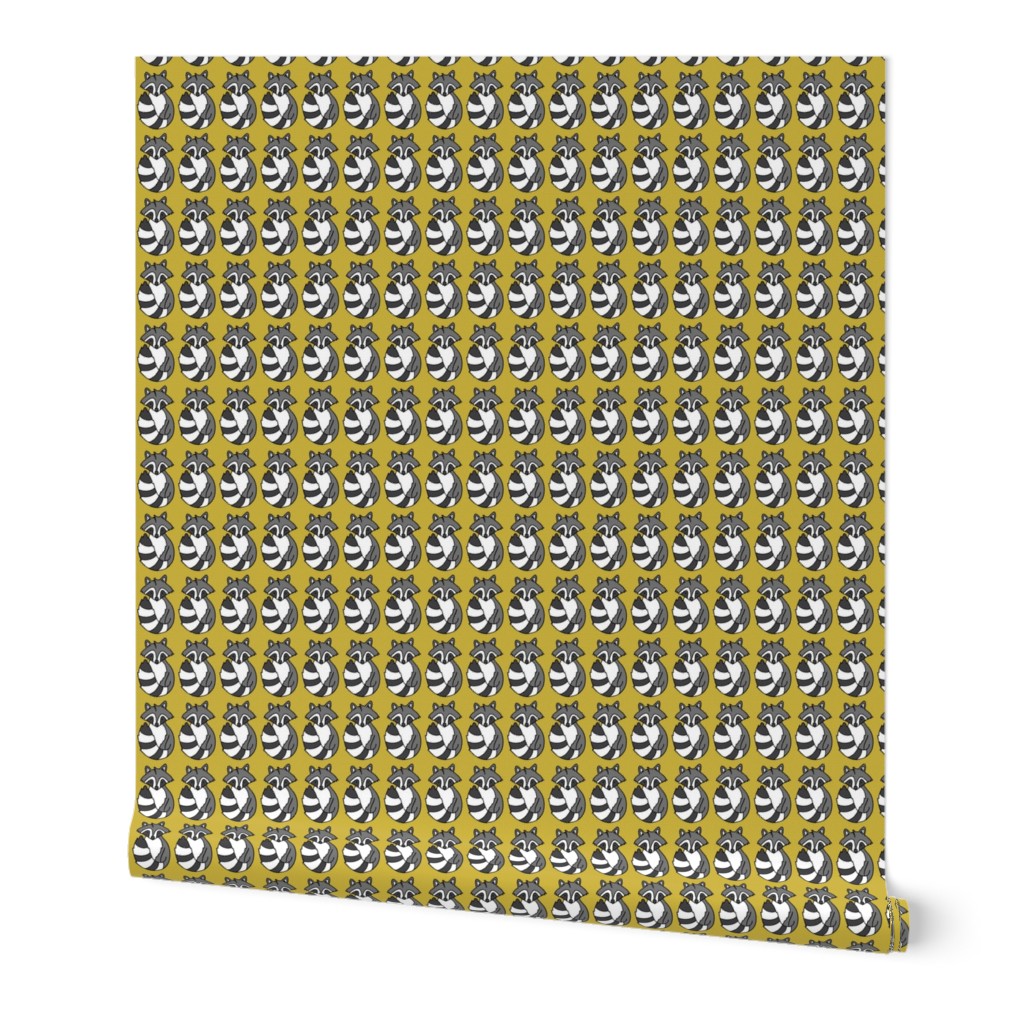 Raccoon // Mustard background