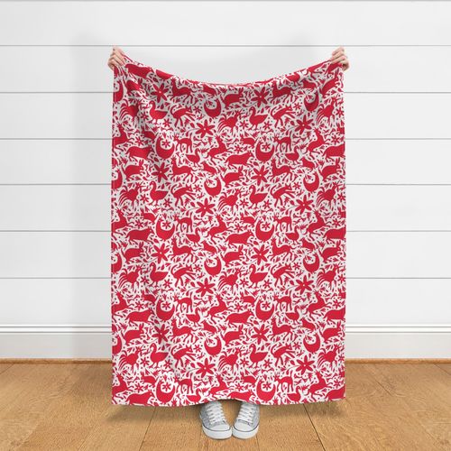 Mexico Springtime: Red on White (Large - Spoonflower
