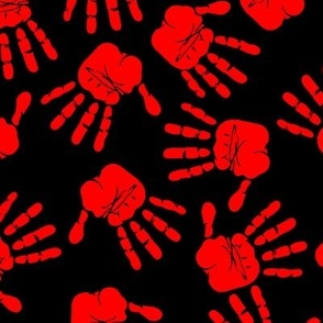 3in Red Hand Print Black