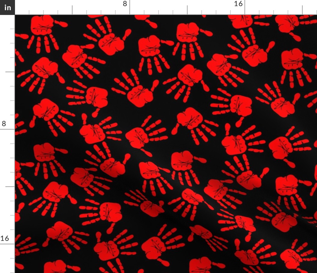 3in Red Hand Print Black