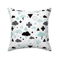 geometric pastel sleepy blue sky cloud geometric pattern mint blue boys