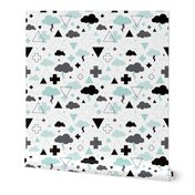 geometric pastel sleepy blue sky cloud geometric pattern mint blue boys