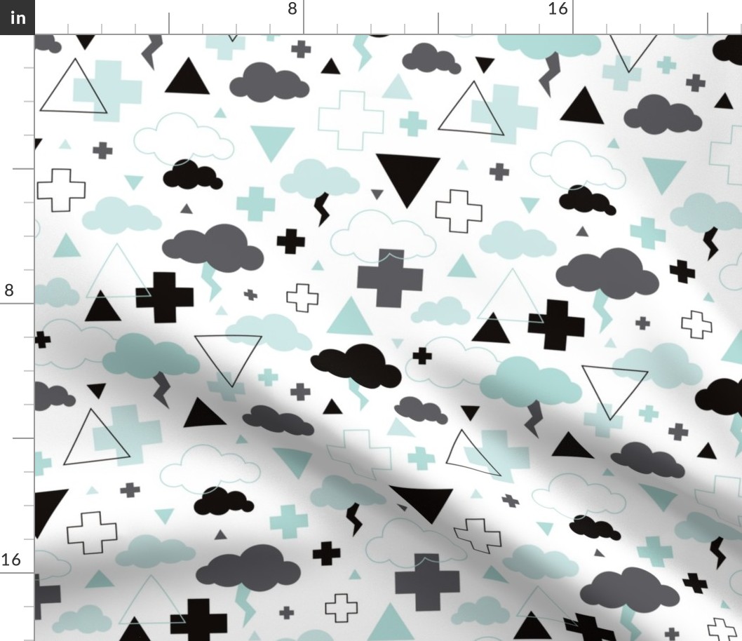 geometric pastel sleepy blue sky cloud geometric pattern mint blue boys