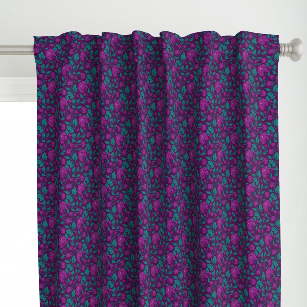 Small Blooms - Purple/Aqua colourway