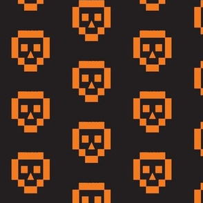 8-bit skulls--orange/black