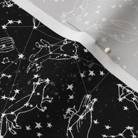 constellations // black and white stars kids nursery baby animals night time sky dreams 