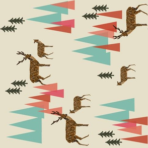 Deer in the Mountains // forest woodland mountain geometric deer woodland railroad