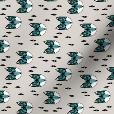 fox // geometric fox head grey blue turquoise fox kids railroad