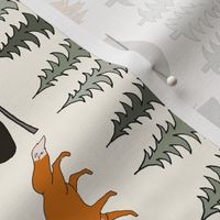 camping // cream bear fox woodland forest trees outdoors illustration