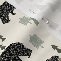 forest bear // cream green neutral baby nursery boys forest mountain woodland geometric bear