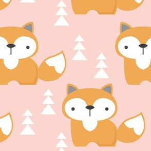 foxes on soft pink