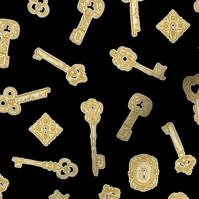 Antique Keys Black and Gold