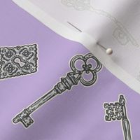Antique Keys Lilac and Silver