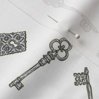 Antique Keys White and Silver