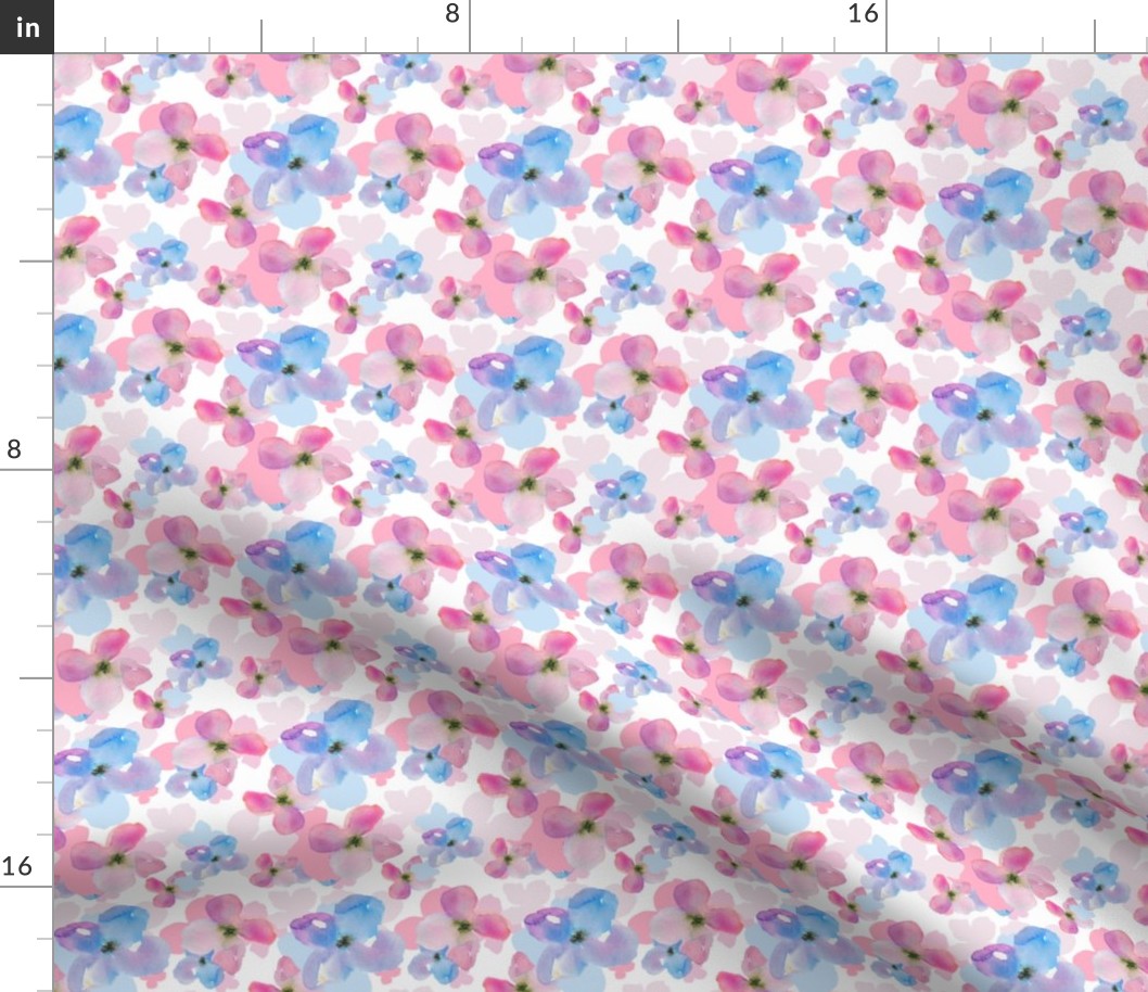 Cute Pink and Blue Floral Pattern