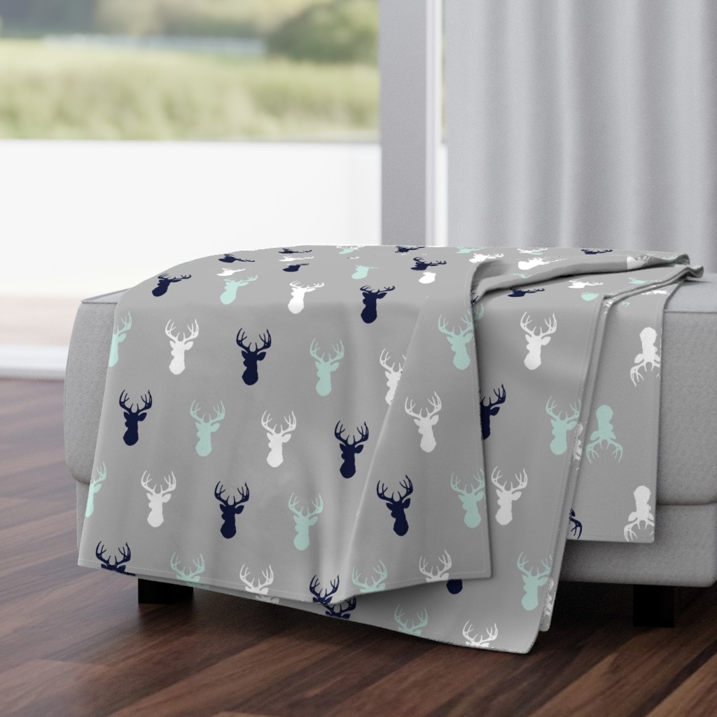 Deer - Navy,mint,grey,white