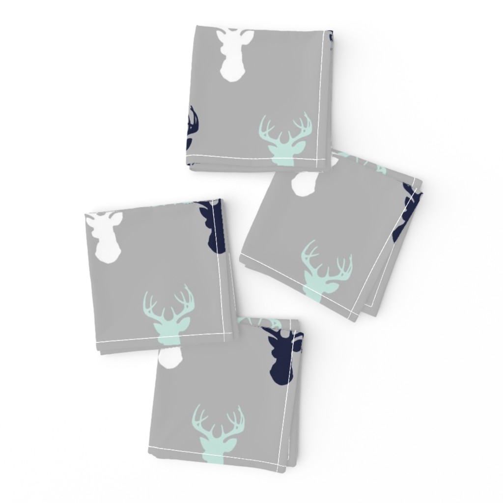 Deer - Navy,mint,grey,white