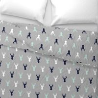 Deer - Navy,mint,grey,white