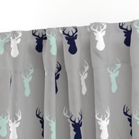 Deer - Navy,mint,grey,white