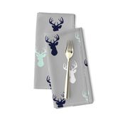 Deer - Navy,mint,grey,white