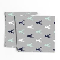 Deer - Navy,mint,grey,white