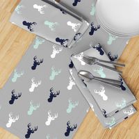 Deer - Navy,mint,grey,white