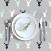 Deer - Navy,mint,grey,white