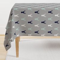 Deer - Navy,mint,grey,white