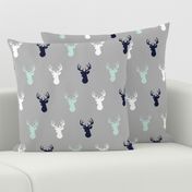 Deer - Navy,mint,grey,white