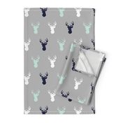 Deer - Navy,mint,grey,white