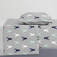 Deer - Navy,mint,grey,white