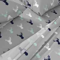 Deer - Navy,mint,grey,white